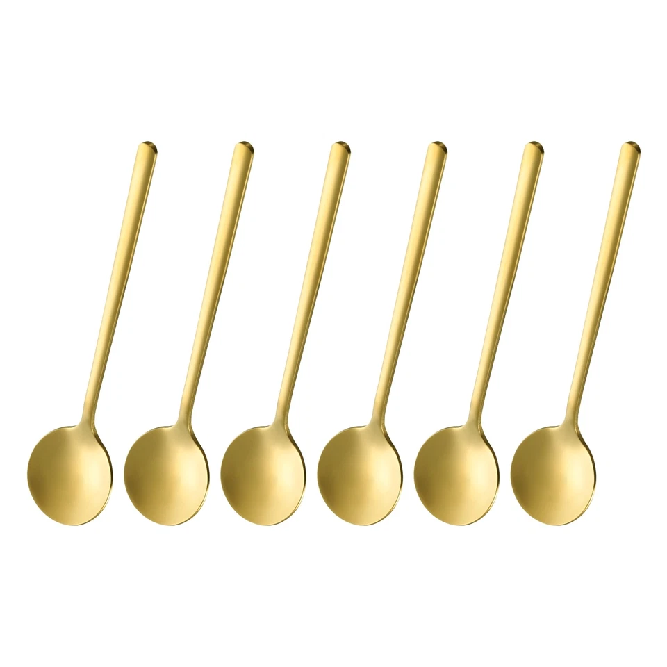 6pcs Espresso Spoons 5.1 Inches Stainless Steel Round Coffee Spoon Gold Tone - Image 1 of 4