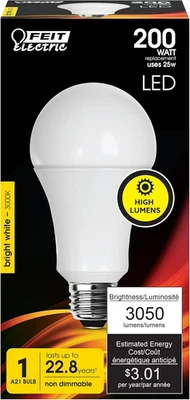 Bombilla LED A21, 200W Equivalente, No Regulable, 3050 Lúmenes, Base Estándar E26 Foto 1 de 4