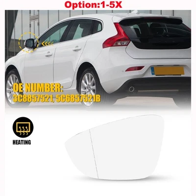 Espejo de vidrio térmico con placa de respaldo lado izquierdo del conductor para Volkswagen Eos 2009-2016 Foto 1 de 4