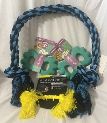 Dog Toy Set: 1 Jumbo 2 Knot Rope Tug, 2 Tug Pups & 1 Small Rope - Image 1 of 4