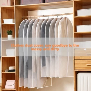 10 piece transparent hanging clothes dust cover, washable dustproof suit cover - Picture 1 of 22
