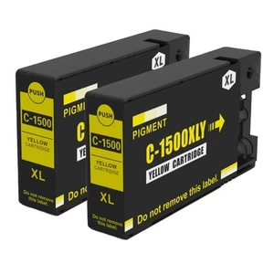 2 Yellow XL Printer Ink Cartridges to replace Canon PGI-1500Y non-OEM/Compatible - Picture 1 of 6