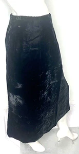 Vtg Breckenridge II Skirt 22W Black Velvet Rayon Midi Lined Embroidery Slit USA - Picture 1 of 7