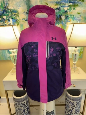 Under Armour Coldgear Fleece Lined Ski Parka Jacket Hoodie Girls Youth Medium   - Image 1 of 4
