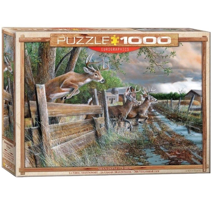 Jigsaw Puzzle 1000 Piece Deer Buck Eurographics Abandoned Farm Kevin Daniel - Image 1 of 1