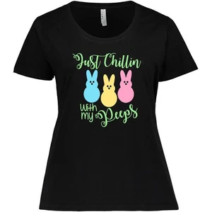 Inktastic Funny Easter Just Chillin' With My Peeps Women's Plus Size T-Shirt Pun - Picture 1 of 4