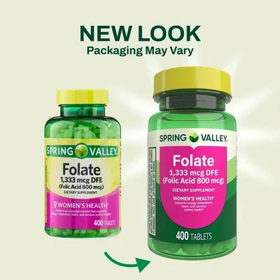 Spring Valley Folate Dietary Supplement, 1,333 mcg DFE, 400 Count - Image 1 of 4