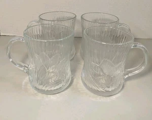 Arcoroc Canterbury Crocus Vintage Glass Mugs Set of 4 Clear Glass - Picture 1 of 9