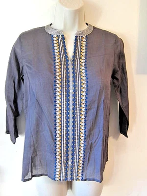 NWOT Roberta Roller Rabbit Semi Sheer Pullover Top w/Embroidery 3/4 Sleeve XS - Image 1 of 4