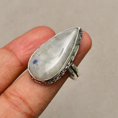 Anello gioiello in argento sterling 925 fatto a mano con pietra di luna... - Immagine 1 di 4