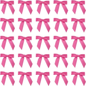 50Pcs Boutique 1.5" Hot Pink Satin Ribbon Mini Bows for Craft Sewing Scrapbookin - Picture 1 of 3