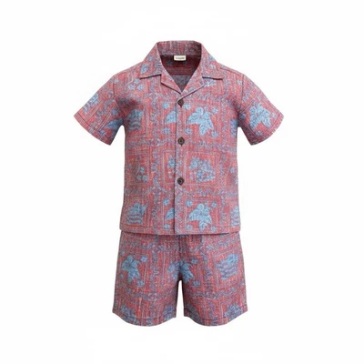 Set camicia e pantaloncini hawaiani bambini Reyn Spooner stampa vintage nuovi senza etichette - Immagine 1 di 4