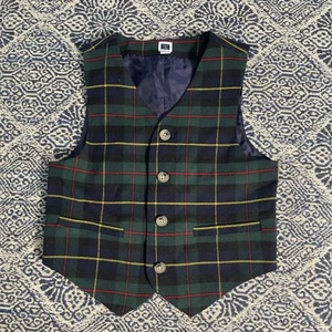 BOYS JANIE AND JACK HOLIDAY RED GREEN BLUE PLAID SUIT VEST SIZE 4 - Picture 1 of 6