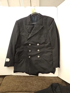 Abrigo Negro 44S Solapa Pico Doble Pecho Edición Militar EE. UU. De Colección Stock Muerto - Imagen 1 de 3