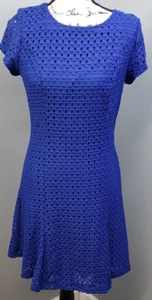 Isaac Mizrahi Live T Shirt Dress Women's S Blue Lace Overlay Lined Short Sleeve - Picture 1 of 7