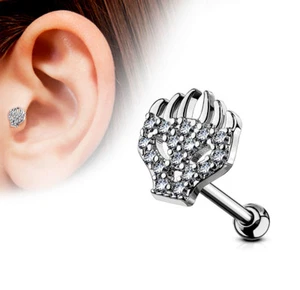 Ohrstecker Ohrpiercing Helix Cartilage Tragus Flamming Skull Totenkopf Kristalle - Bild 1 von 2
