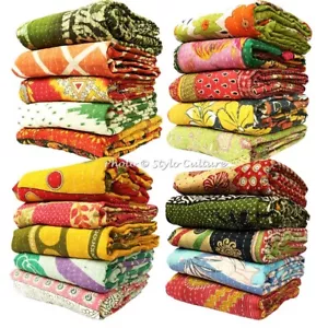 25 Pcs Wholesale Lot Boho Vintage Kantha Twin Blanket Boho Hippie Bedspread - Picture 1 of 7