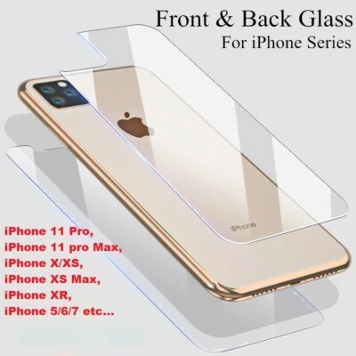 Protector de pantalla de vidrio templado transparente 360 delantero y trasero para iPhone 11 Pro Max Foto 1 de 4