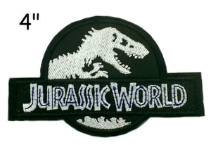 T-REX DINOSUR PATCH JURASSIC PARK MOVIE LOGO EMBROIDERED iron-on APPLIQUE BADGE - Picture 1 of 12