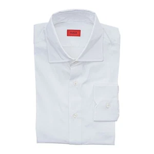 690$ ISAIA NAPOLI Solid White Hand-Sewn Dress Shirt Stretch Cotton 15.75 - 40 - Picture 1 of 2