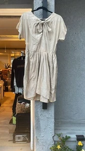 Isabel Marant Etoile Front Tie Mini Dress Solid Short Sleeve Beige Resort S - Picture 1 of 2