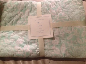 Pottery Barn Kids Alicia Floral Aqua Crib/Toddler Quilt Blanket Light Green New - Picture 1 of 7