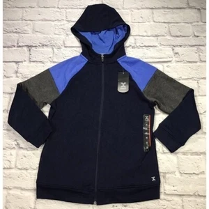 Boys Xersion Hooded Full Zipper Jacket Fleece Blue/Gray Sz Youth Medium 10/12 - Picture 1 of 3