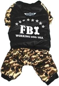 FBI Double Thickening Camouflage Costume Jumpsuit Winter Coat Jacket Cute Dog XL - Picture 1 of 4