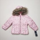 Rothschild Girls 4T Pink Foil Print Hearts Puffer Hood Zip Pocket Jacket NWT