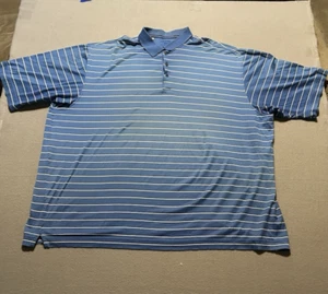 Polo Cutter & Buck Uomo 4XT Blu Righe Casual Collezione Firma - Foto 1 di 8