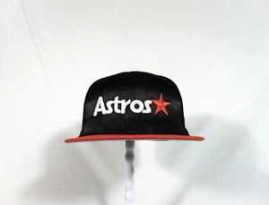 New Era MLB Houston Astros Black Satin Cooperstown 59FIFTY Fitted Hat Sz 7 RARE - Picture 1 of 9