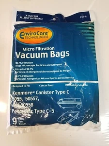 ENVIROCARE Vacuum Bags 9 pack - Kenmore Type C 5055, 50557, 50558, Panasonic C-5 - Picture 1 of 1