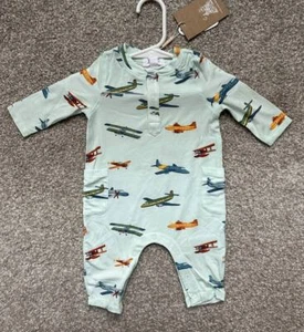 Angel Dear Infant Newborn Baby Boy Airplane Romper Pockets NWT 0-3m - Picture 1 of 1