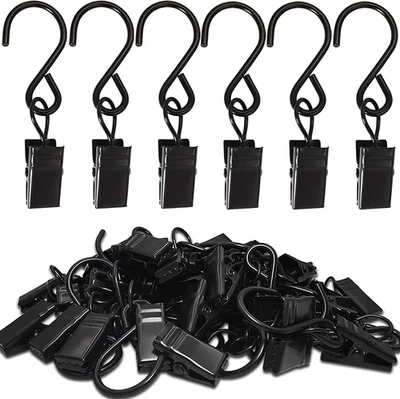50-Pack Black Stainless Steel S Hooks – 2.4" Curtain & Hanging Clips for Lights, - Image 1 of 4