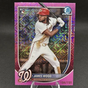 2025 Bowman Cromo Rosa Mojo Rifrattore /199 RC James Wood Rookie Card Nationals - Foto 1 di 3