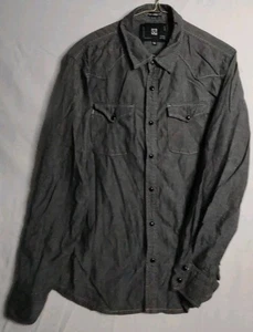 Ocean Current Size Medium Gray Solid Long Sleeve Snap Collared Shirt - Picture 1 of 5