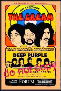 Creme Flyer für Konzerte im Los Angeles Forum 18.10.+19.68 - Bild 1 von 2
