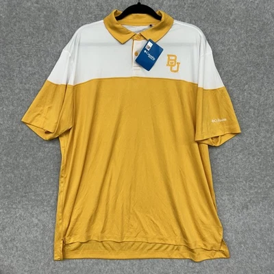 Columbia 男式尺寸 2XL 贝勒熊大学黄色/白色高尔夫 Polo 衫 — 第 1/4 张图片