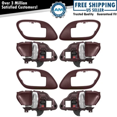 Manija interior de puerta interior roja/cromada con bisel juego de 4 para camioneta Chevy Foto 1 de 4