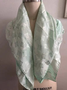 NWT Laura Di Laura Biagiotti Scarf Silk Mint Green, Floral, Letter B Repeat 34” - Picture 1 of 8