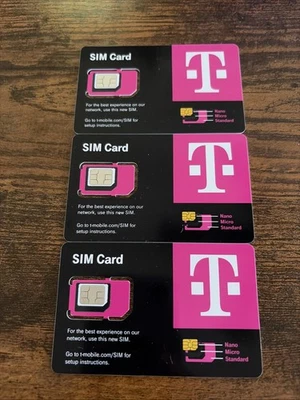 3x -  T-Mobile SIM Cards BLANK/ NON-Activated SIM Card ONLY - KD - Image 1 of 2