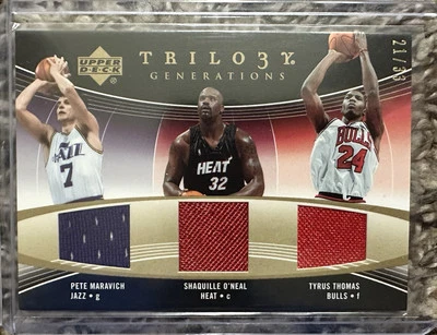 2006-07 UD Trilogy Pete Maravich/O’Neal/Thomas Game Used Jersey Relic #21/33 - Image 1 of 3