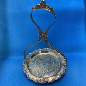 Vintage Silverplate Appetizer Serving Dish Japan Ornate Handle Floral Footed 6x9 - Picture 1 of 10