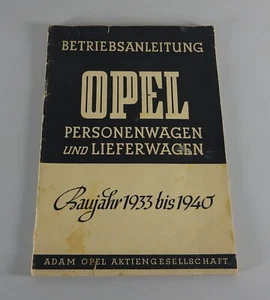 Manual de Instrucciones / Opel Coche & Furgoneta Año Fab. 1933-40 Druckj. - Imagen 1 de 4