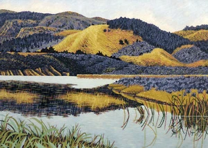 Gordon Mortensen "Foothills" Hand Signed Color Woodcut Art Print 1978 matted - Picture 1 of 8