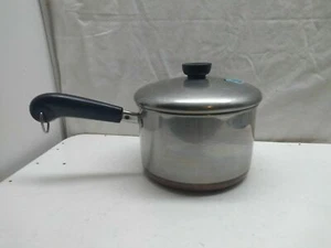 Revere Ware 3 Qt Saucepan Copper Clad Stainless Saute Frying Pot Casserole & Lid - Picture 1 of 5