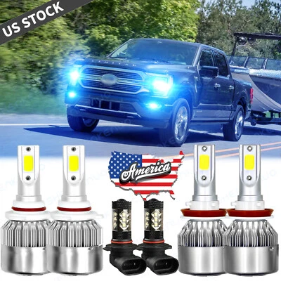 For Ford F 150 2015-2021 Front LED Headlight Hi/Low Beam + Fog Light Bulbs 8000K - Imagem 1 de 4