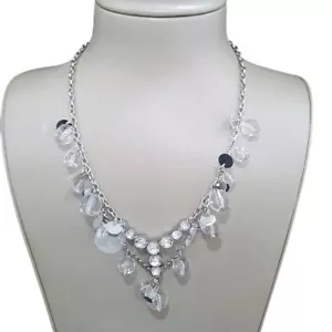 Collar para mujer enchapado en plata cristal Lucite nuevo sin etiquetas - Imagen 1 de 4