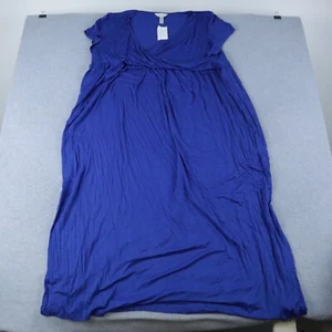 Three Seasons Maternity Dress Womens 3X Long Vision Blue Short Sleeve NWT - Picture 1 of 5