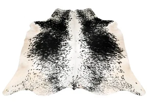 Naturel Grand Noir et Blanc Cuir de Vache Tapis – Premium à Poils Hide - Imagen 1 de 10